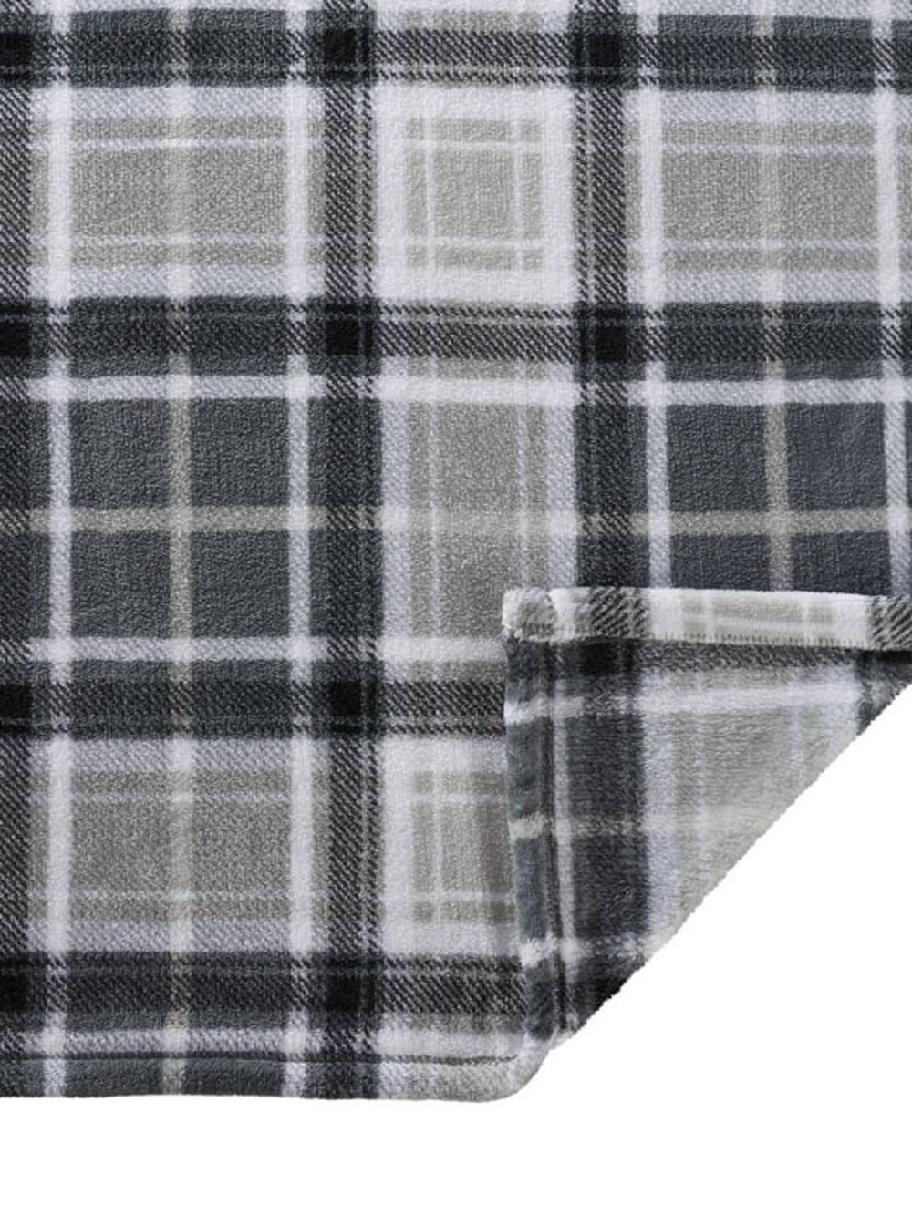 Soft Plush Grey Plaid Throw Blanket - Picture 5 of 5